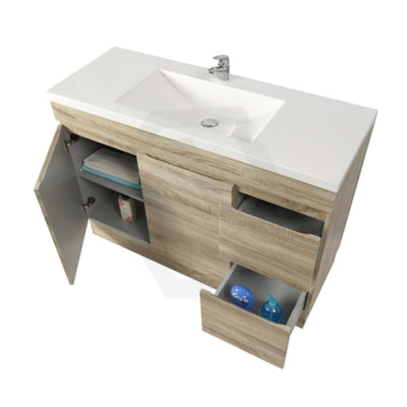 600-1500Mm Berge Freestanding Bathroom Floor Vanity Kickboard White Oak Wood Grain Left/Right Side