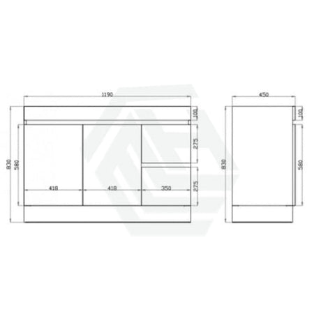 600-1500Mm Berge Freestanding Bathroom Floor Vanity Kickboard White Oak Wood Grain Left/Right Side