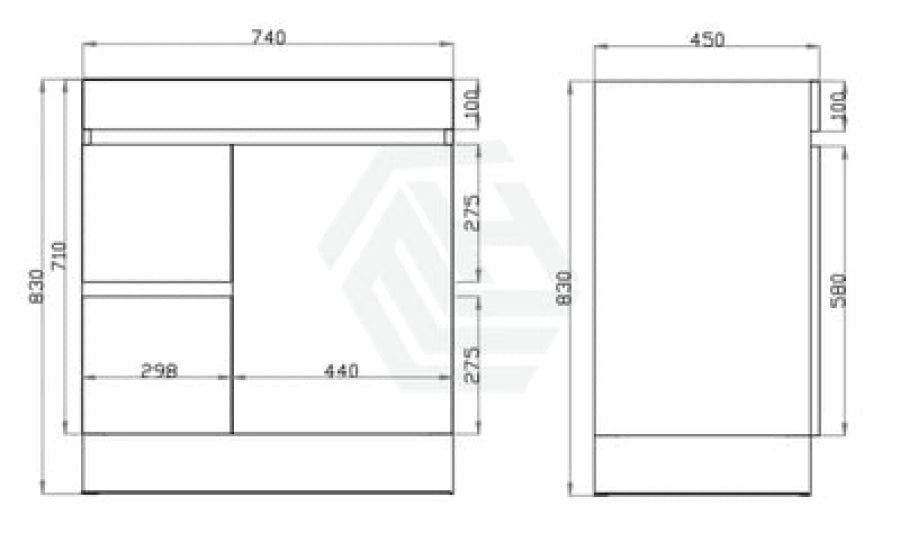 600-1500Mm Berge Freestanding Bathroom Floor Vanity Kickboard White Oak Wood Grain Left/Right Side