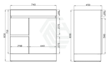 600-1500Mm Berge Freestanding Bathroom Floor Vanity Kickboard White Oak Wood Grain Left/Right Side