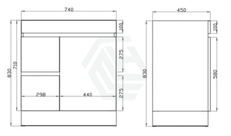 600-1500Mm Berge Freestanding Bathroom Floor Vanity Kickboard White Oak Wood Grain Left/Right Side