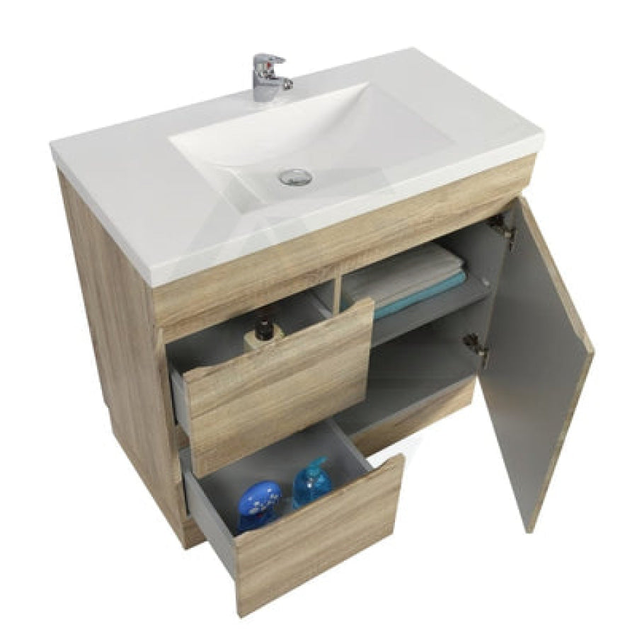 600-1500Mm Berge Freestanding Bathroom Floor Vanity Kickboard White Oak Wood Grain Left/Right Side