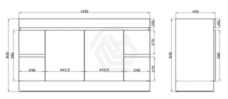 600-1500Mm Berge Freestanding Bathroom Floor Vanity Kickboard White Oak Wood Grain Left/Right Side