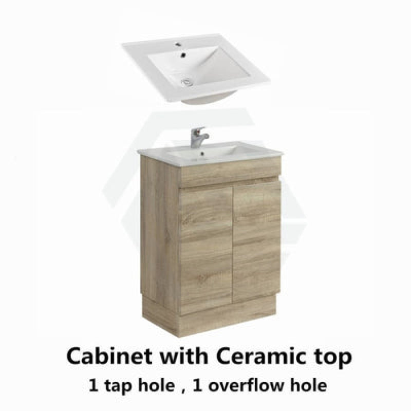 600-1500Mm Berge Freestanding Bathroom Floor Vanity Kickboard White Oak Wood Grain Left/Right Side