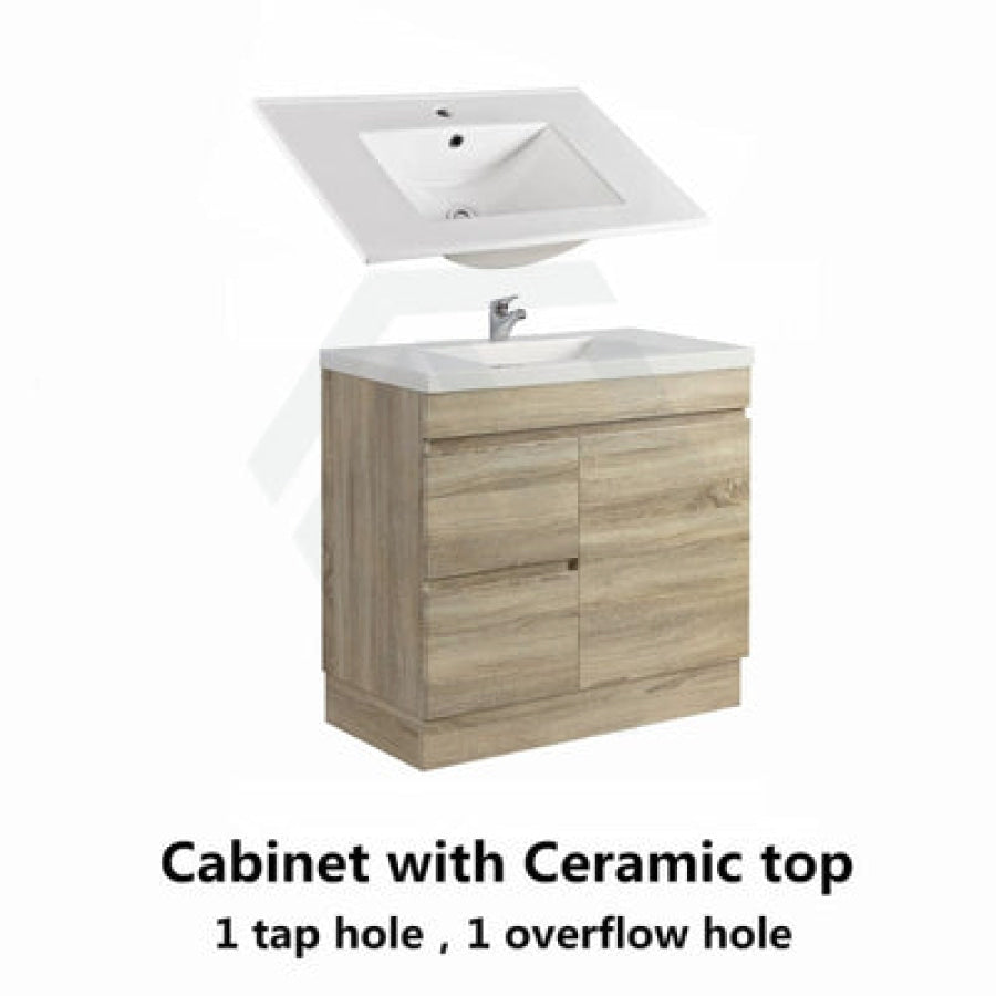 600-1500Mm Berge Freestanding Bathroom Floor Vanity Kickboard White Oak Wood Grain Left/Right Side