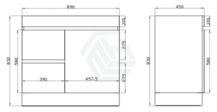 600-1500Mm Berge Freestanding Bathroom Floor Vanity Kickboard White Oak Wood Grain Left/Right Side