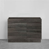 600-1500Mm Berge Freestanding Vanity With Kickboard Dark Grey Wood Grain Pvc Filmed Cabinet Only &