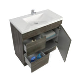 600-1500Mm Berge Freestanding Vanity With Kickboard Dark Grey Wood Grain Pvc Filmed Cabinet Only &