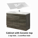 600-1500Mm Berge Freestanding Vanity With Kickboard Dark Grey Wood Grain Pvc Filmed Cabinet Only &