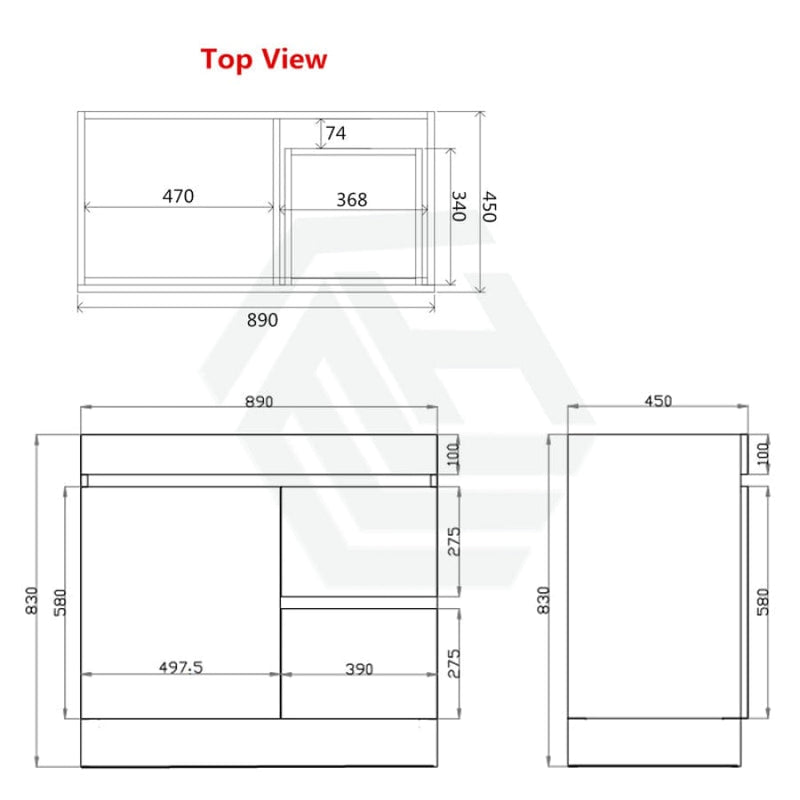 600-1500Mm Berge Freestanding Vanity With Kickboard Dark Grey Wood Grain Pvc Filmed Cabinet Only &