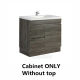 600-1500Mm Berge Freestanding Vanity With Kickboard Dark Grey Wood Grain Pvc Filmed Cabinet Only &