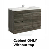 600-1500Mm Berge Freestanding Vanity With Kickboard Dark Grey Wood Grain Pvc Filmed Cabinet Only &