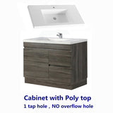 600-1500Mm Berge Freestanding Vanity With Kickboard Dark Grey Wood Grain Pvc Filmed Cabinet Only &