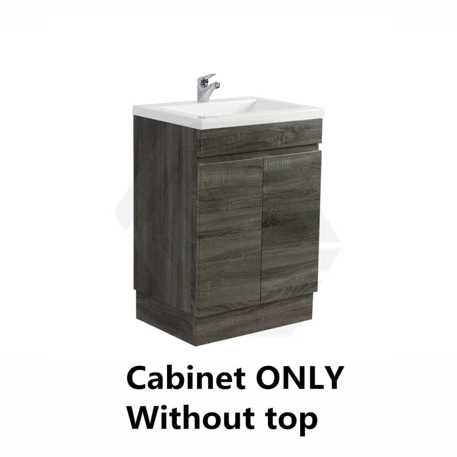 600-1500Mm Berge Freestanding Vanity With Kickboard Dark Grey Wood Grain Pvc Filmed Cabinet Only &