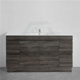 600-1500Mm Berge Freestanding Vanity With Kickboard Dark Grey Wood Grain Pvc Filmed Cabinet Only &