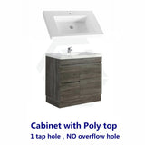 600-1500Mm Berge Freestanding Vanity With Kickboard Dark Grey Wood Grain Pvc Filmed Cabinet Only &