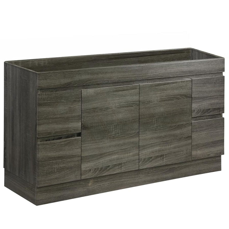 600-1500Mm Berge Freestanding Vanity With Kickboard Dark Grey Wood Grain Pvc Filmed Cabinet Only &