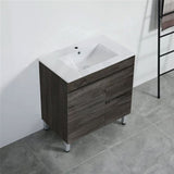 600-1500Mm Berge Freestanding Vanity With Legs Dark Grey Wood Grain Pvc Filmed Cabinet Only &