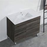 600-1500Mm Berge Freestanding Vanity With Legs Dark Grey Wood Grain Pvc Filmed Cabinet Only &