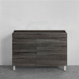 600-1500Mm Berge Freestanding Vanity With Legs Dark Grey Wood Grain Pvc Filmed Cabinet Only &