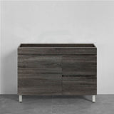 600-1500Mm Berge Freestanding Vanity With Legs Dark Grey Wood Grain Pvc Filmed Cabinet Only &