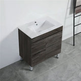 600-1500Mm Berge Freestanding Vanity With Legs Dark Grey Wood Grain Pvc Filmed Cabinet Only &