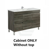 600-1500Mm Berge Freestanding Vanity With Legs Dark Grey Wood Grain Pvc Filmed Cabinet Only &