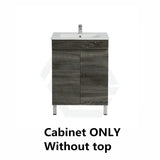 600-1500Mm Berge Freestanding Vanity With Legs Dark Grey Wood Grain Pvc Filmed Cabinet Only &