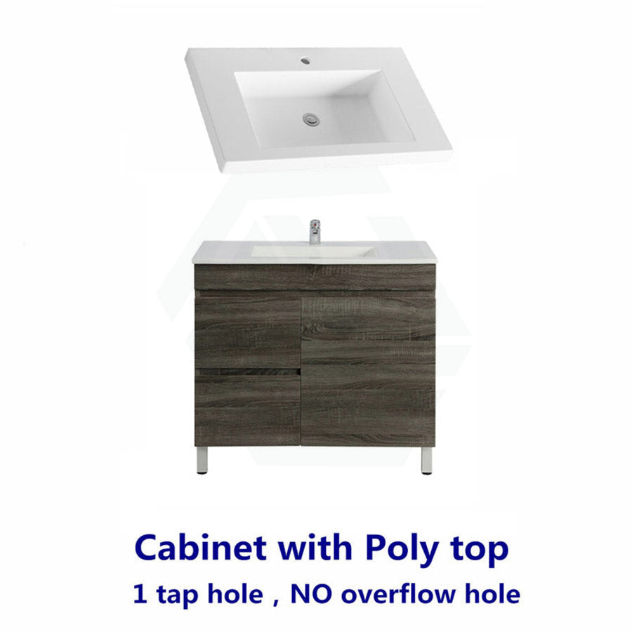 600-1500Mm Berge Freestanding Vanity With Legs Dark Grey Wood Grain Pvc Filmed Cabinet Only &