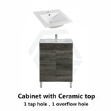 600-1500Mm Berge Freestanding Vanity With Legs Dark Grey Wood Grain Pvc Filmed Cabinet Only &