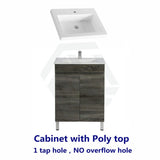 600-1500Mm Berge Freestanding Vanity With Legs Dark Grey Wood Grain Pvc Filmed Cabinet Only &