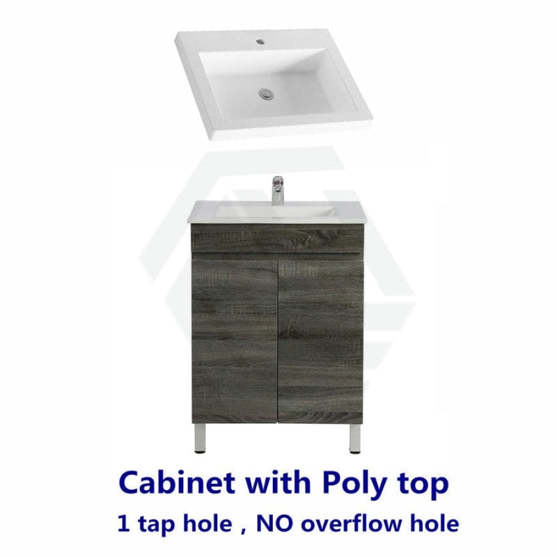 600-1500Mm Berge Freestanding Vanity With Legs Dark Grey Wood Grain Pvc Filmed Cabinet Only &