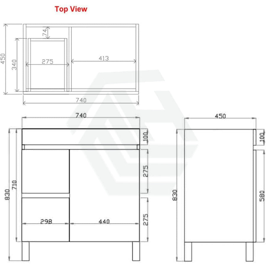 600-1500Mm Berge Freestanding Vanity With Legs Dark Grey Wood Grain Pvc Filmed Cabinet Only &