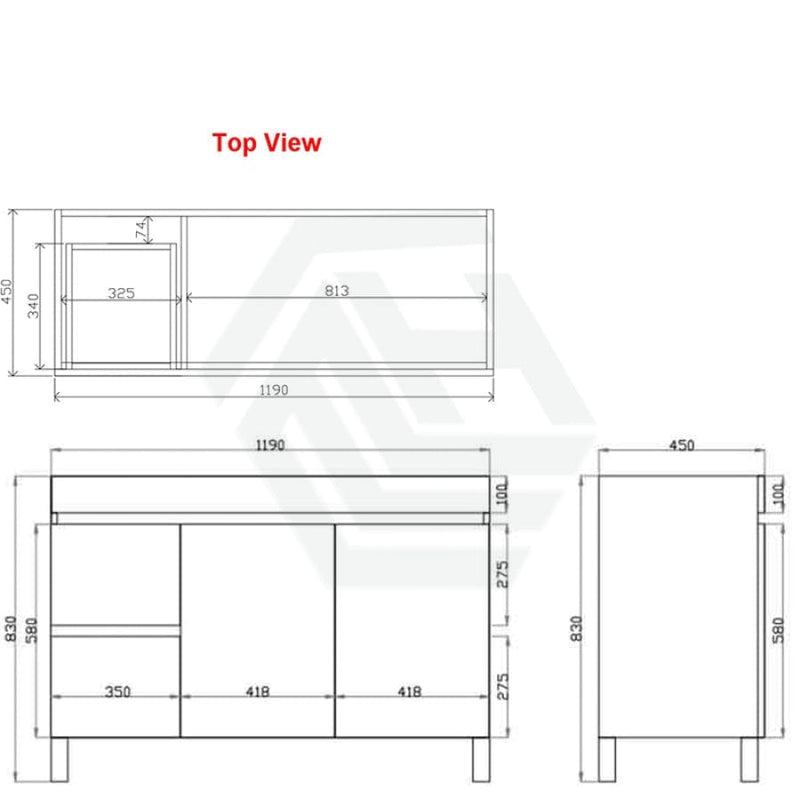 600-1500Mm Berge Freestanding Vanity With Legs Dark Grey Wood Grain Pvc Filmed Cabinet Only &