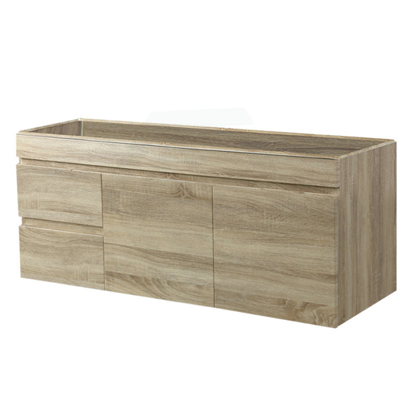 600-1500Mm Berge White Oak Wall Hung Vanity With Left / Right Drawer And Ceramic Poly Tops Options