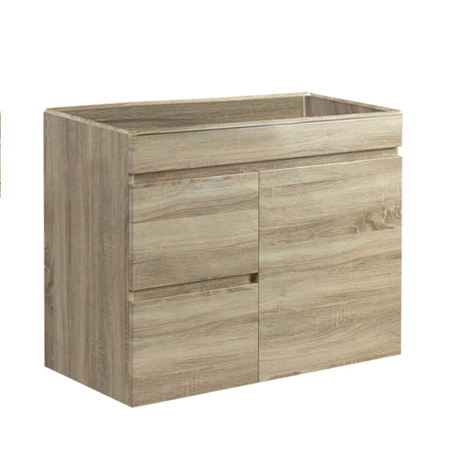 600-1500Mm Berge White Oak Wall Hung Vanity With Left / Right Drawer And Ceramic Poly Tops Options