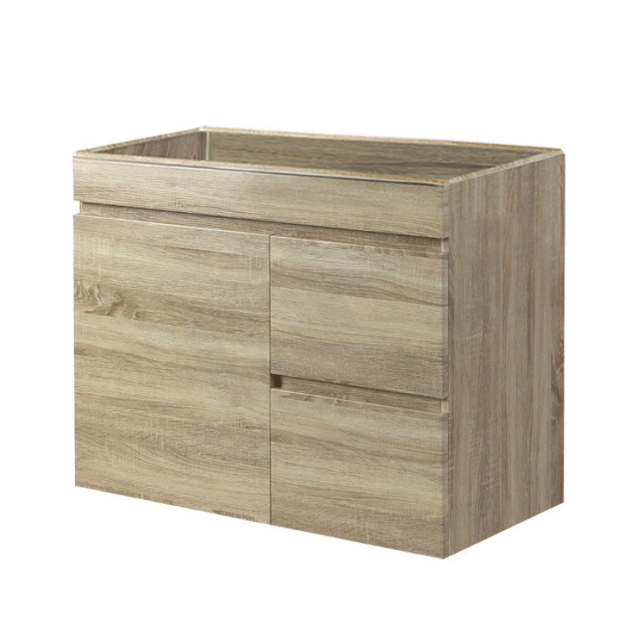 600-1500Mm Berge White Oak Wall Hung Vanity With Left / Right Drawer And Ceramic Poly Tops Options