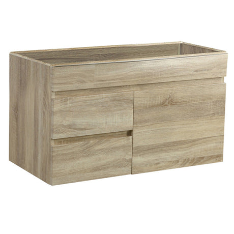 600-1500Mm Berge White Oak Wall Hung Vanity With Left / Right Drawer And Ceramic Poly Tops Options