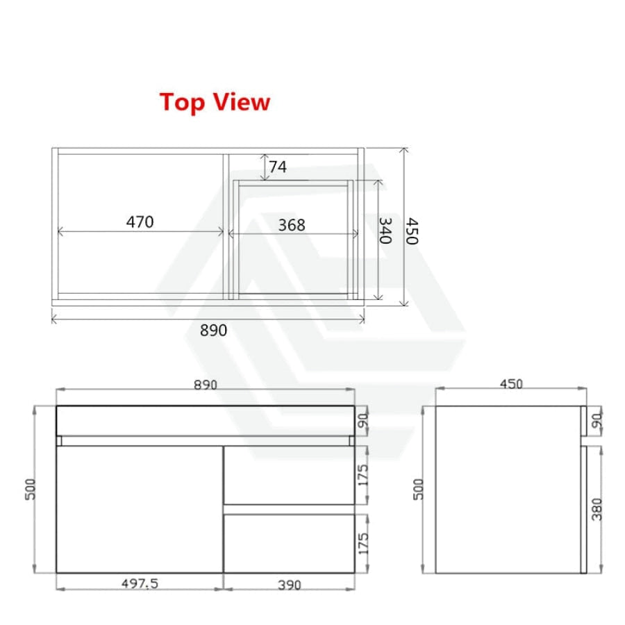 600-1500Mm Berge White Oak Wall Hung Vanity With Left / Right Drawer And Ceramic Poly Tops Options