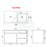 600-1500Mm Berge White Oak Wall Hung Vanity With Left / Right Drawer And Ceramic Poly Tops Options