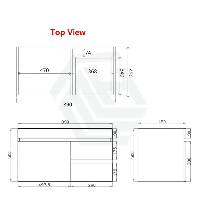 600-1500Mm Berge White Oak Wall Hung Vanity With Left / Right Drawer And Ceramic Poly Tops Options