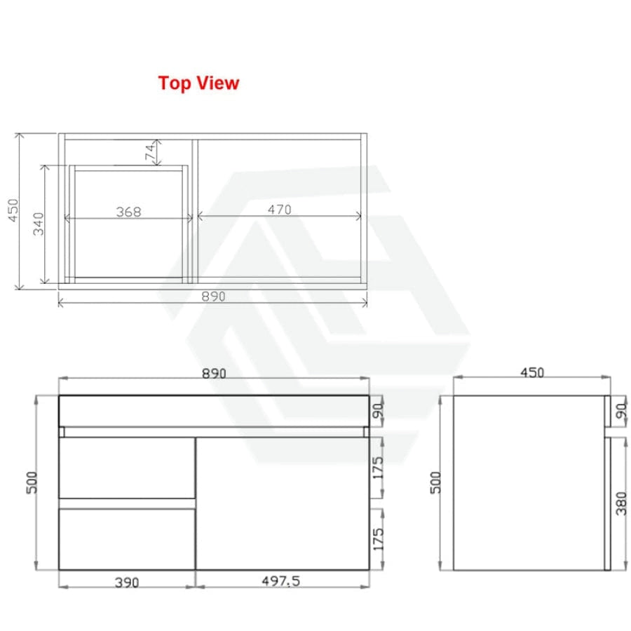 600-1500Mm Berge White Oak Wall Hung Vanity With Left / Right Drawer And Ceramic Poly Tops Options