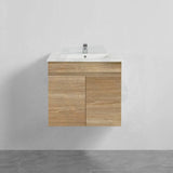 600-1500Mm Berge White Oak Wall Hung Vanity With Left / Right Drawer And Ceramic Poly Tops Options