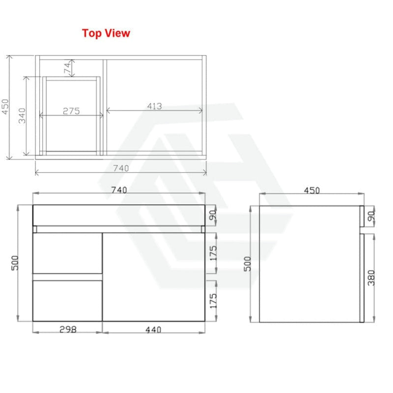 600-1500Mm Berge White Oak Wall Hung Vanity With Left / Right Drawer And Ceramic Poly Tops Options