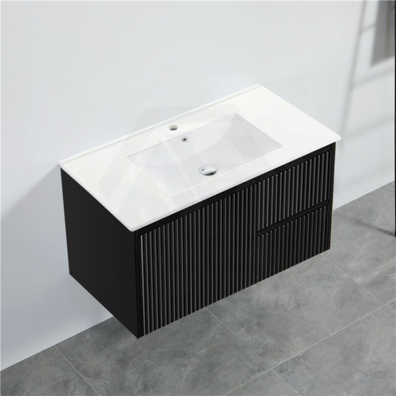 600-1500Mm Brindabella Wall Hung Bathroom Floating Vanity Matt Black Pvc Board Cabinet Only&Ceramic