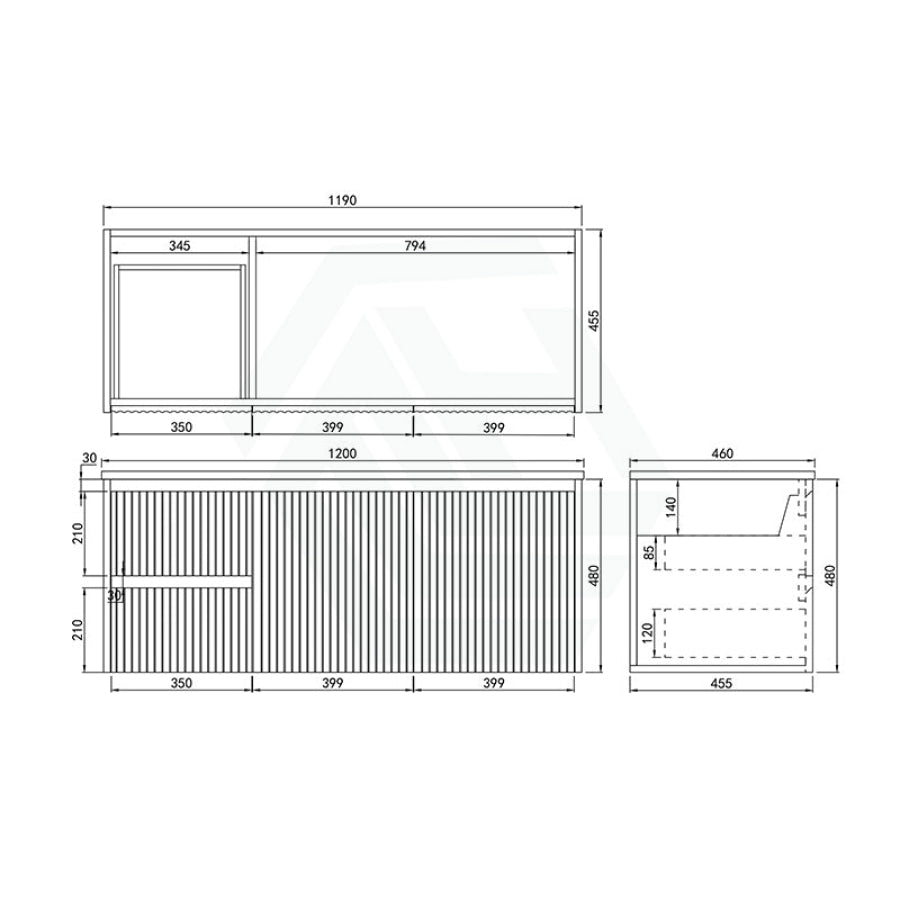 600-1500Mm Brindabella Wall Hung Bathroom Floating Vanity Matt Black Pvc Board Cabinet Only&Ceramic