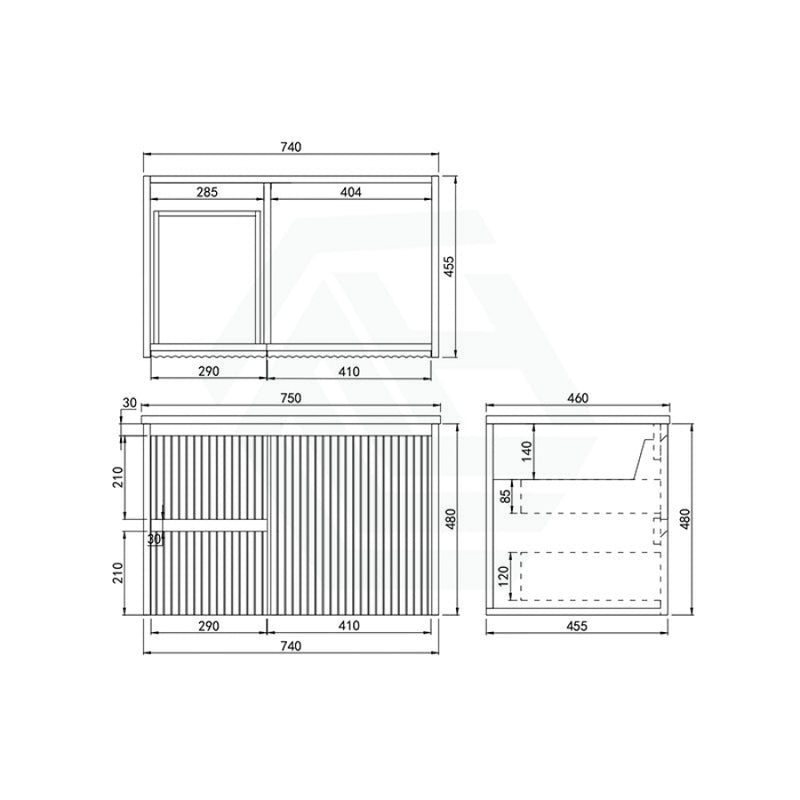 600-1500Mm Brindabella Wall Hung Bathroom Floating Vanity Matt Black Pvc Board Cabinet Only&Ceramic