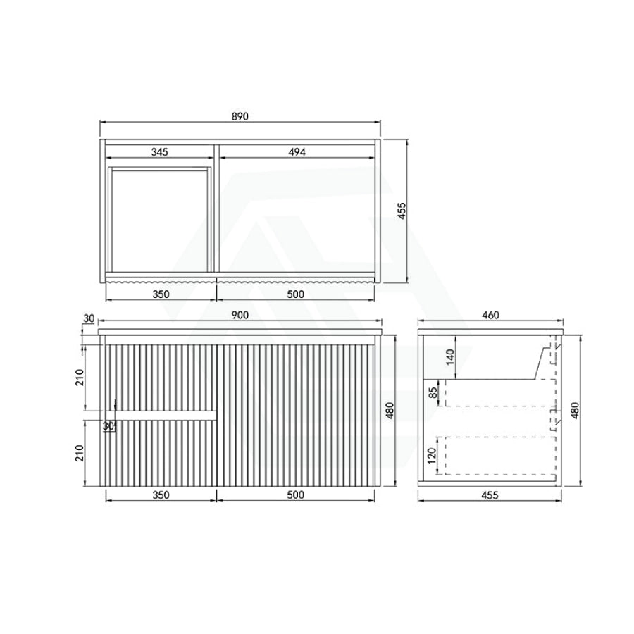 600-1500Mm Brindabella Wall Hung Bathroom Floating Vanity Matt Black Pvc Board Cabinet Only&Ceramic