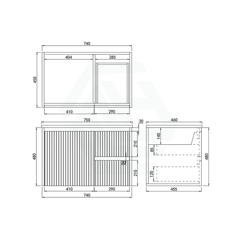 600-1500Mm Brindabella Wall Hung Bathroom Floating Vanity Matt Black Pvc Board Cabinet Only&Ceramic