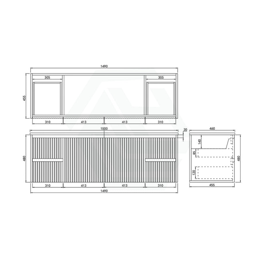 600-1500Mm Brindabella Wall Hung Bathroom Floating Vanity Matt Black Pvc Board Cabinet Only&Ceramic